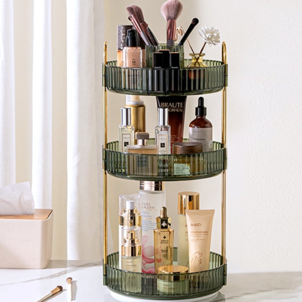 3 Tiers - 360° Turntable Makeup Organizer - Lazy Susan Cosmetics Storage